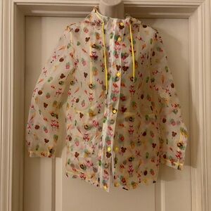 Disney Parks Hooded Rain Coat Jacket‎ With Falmingo Mickey Treats Dole Whip